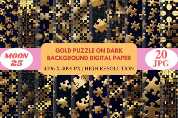 Download Gold Puzzle on Dark Background Digital P - Premium Resources