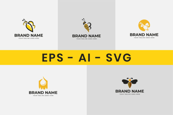 Download Bee Logo Design Set - Logo design set Collection